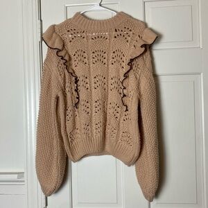 Anthropologie En Saison Morgan Ruffled Sweater Pink Size S